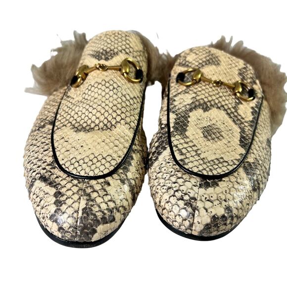 Gucci Princetown Horsebit Phyton And Fur Mule Slide 37 - Picture 5 of 13